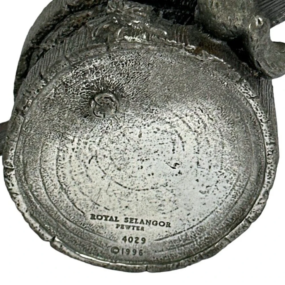 Royal‎ Selangor Pewter Teddy Bear Clock Barrel Design Collectible 1996